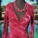 Cache $118 FAUX WRAP RUCHED PEEK-A-BOO LACE Top NWT XS/S/M STRETCH CRANBERRY Cache $118 FAUX WRAP RUCHED PEEK-A-BOO LACE Top NWT XS/S/M STRETCH CRANBERRY
