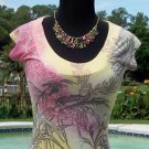 Cache $$$ STRETCH FLORAL IVEY SCOOP NECK TEE Top NWT S YUMMY SOFT Cache $$$ STRETCH FLORAL IVEY SCOOP NECK TEE Top NWT S YUMMY SOFT