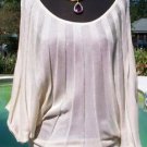 Cache $118 STRETCH ACCORDION KNIT DESIGN ADJUST BANDED BOTTOM Top NWT XS/S/M