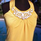 Cache $98 RUCHED LINED HALTER Top NWT EMBELISHED STRETCH TIE AT NECK XS/S/M/L/XL Cache $98 RUCHED LINED HALTER Top NWT EMBELISHED STRETCH TIE AT NECK XS/S/M/L/XL