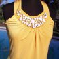 Cache $98 RUCHED LINED HALTER Top NWT EMBELISHED STRETCH TIE AT NECK XS/S/M/L/XL