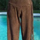 Cache $248 Brown BUTTER SUEDE LEATHER Pant NWT 2/4 XS/S FRINGE SELF-BELT LINED