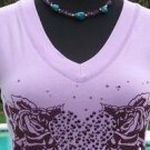 Cache $88 SELF-BELT BANDED BOTTOM TIE RHINESTONE HEART STRETCH Top NWT XS/S/M