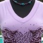 Cache $88 SELF-BELT BANDED BOTTOM TIE RHINESTONE HEART STRETCH Top EUC S/M/L