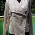 Cache $188 OFFSET FRONT HIDDEN SNAP Top JACKET NWT METALLIC SUEDE REPTILE S/M/L