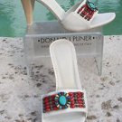 Donald Pliner $275 COUTURE MILK LEATHER Shoe NIB COLORFUL STONES Shoe SLIDE Donald Pliner $275 COUTURE MILK LEATHER Shoe NIB COLORFUL STONES Shoe SLIDE