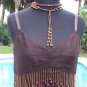 Cache $88 SILK WOOD + BEAD EMBELLISHED STRINGS RUCHED CAMI Top NWT S/M
