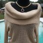 Cache $118 METALLIC KISSED PEEK-A-BOO KNIT OVERSIZE COLLAR Top NWT SWEATER