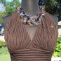 Cache $138 RUCHED OTTOMAN BEADED HALTER Top NWT 0/2 XS TUCK & ROLL DESIGN LINED