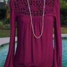 Cache $118 PEEK-A-BOO STRETCH MATTE JERSEY Top NWT PURPLE PLUM CHERRY STRETCH Cache $118 PEEK-A-BOO STRETCH MATTE JERSEY Top NWT PURPLE PLUM CHERRY STRETCH