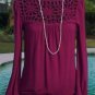 Cache $118 PEEK-A-BOO STRETCH MATTE JERSEY Top NWT PURPLE PLUM CHERRY STRETCH