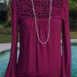 Cache $118 PEEK-A-BOO STRETCH MATTE JERSEY Top NWT PURPLE PLUM CHERRY STRETCH