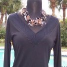 Cache $98 MATTE JERSEY DOUBLE PLUNGING V NECK Top NWT S/M/L+ BANDED BOTTOM