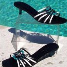 Cole Haan $175 BLACK WHITE LEATHER STRAPPY Sandal Shoe NIB 9 1 3/4" HEEL Cole Haan $175 BLACK WHITE LEATHER STRAPPY Sandal Shoe NIB 9 1 3/4" HEEL