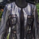 Cache $208 SEQUIN EMBELLISHED LINED Top JACKET NWT MESH & GROSGRAIN TRIM XS/S/M