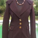 Cache $218 CONTOUR COAT Jacket Top Self BELT NWT S  BACK METAL BUCKLE STRETCH
