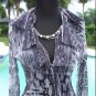 Cache ANIMAL PEEK-A-BOO SHEER KRINKLE Top $178 NWT XS/S SCARF EMBELISHED STRETCH