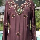 Cache $168 SILK ELABORATE EMBELLISHED PEASANT BOHO TUNIC Top NWT S/M/L