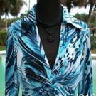 Cache $$$ STRETCH RUCHED ABSTRACT RUCHED FAUX WRAP Top NEW L LOVE KNOT Cache $$$ STRETCH RUCHED ABSTRACT RUCHED FAUX WRAP Top NEW L LOVE KNOT