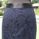 Cache $108 TEXTURED BROCADE NAVY BLACK Skirt NWT 6/8/10 M SELF-BELT Lined Cache $108 TEXTURED BROCADE NAVY BLACK Skirt NWT 6/8/10 M SELF-BELT Lined