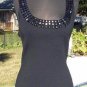 Cache $88 RIB KNIT PEARLIZED EMBELLISHED Neck STRETCH Top NWT XS/S/M