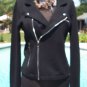 Cache $178 OFFSET FRONT ZIPPER Top JACKET NWT XS/S/M ZIPPER POCKET EMBELLISHED