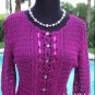 Cache $148 PEEK-A-CROCHET KNIT + SELF-BELT Top NWT XS/S/M RIBBON TRIM STRETCH