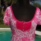 Cache $$$ STRETCH HAWAIIAN HENLEY TEE'Z TEE Top NWT S/M/L RUCHED YUMMY SOFT Cache $$$ STRETCH HAWAIIAN HENLEY TEE'Z TEE Top NWT S/M/L RUCHED YUMMY SOFT