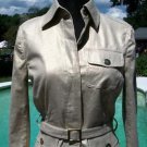 Cache $168 METALLIC LINEN BLEND Jacket + BELT NWT XS/S LIGHT GOLD STRETCH