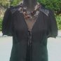 Cache $118 SILK FRONT BUTTON SELF-TIE PEEK-A-BOO SHEER Top NWT XS/S/M/L