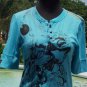 Cache $88 STRETCH ARTSY METALLIC TEE Top NWT S/M ABSTRACT BLING WEAR ALL YEAR