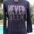 Cache $$$ RHINESTONE NEVER BEEN THERE TEE Top NWT XS/S/M/L/XL STRETCH THINKER Cache $$$ RHINESTONE NEVER BEEN THERE TEE Top NWT XS/S/M/L/XL STRETCH THINKER