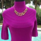 Cache $88 MOC NECK PEEK-A-BOO POINTELLE KNIT Top NWT XS/S/M/L PASSION BERRY