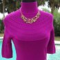 Cache $88 MOC NECK PEEK-A-BOO POINTELLE KNIT Top NWT XS/S/M/L PASSION BERRY