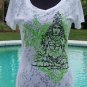 Cache $$$ STRETCH BEAUTY ZEN BUDDAH BURN-OUT TEE Top NWT S/M YUMMY SOFT