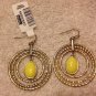 Cache $44 EARRINGS NWT YELLOW "JADE" STONE GOLD METAL 2" LONG WEDDING EVENT WORK