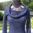 Cache $98 NAVY METALLIC OVERSIZE COLLAR Top NWT SUPER SOFT STRETCH XS/S/M/L