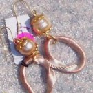 CHICO'S Chicos $25 EARRINGS Pearl Gold  MULTI METAL NWT EVENT WEDDING MATCH TOP