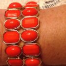 Cache $44 BRACELET NWT STRETCH ADJUSTABLE CUFF ORANGE CORAL 1 1/4" WIDE EVENT