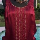 Cache $118 SILK LINED BEAD STUDS EMBELLISHED Top NWT XS/S/M/L BANDED BOTTOM