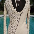 Cache $118 PEEK-A-BOO METALLIC KISSED KNIT DBL V TIE-IN BACK Top NWT XS/S/M/L
