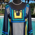 Cache $128 GEOMETRIC PRINT PEASANT BOHO TUNIC~ Top NWT XS/S/M METAL BUCKLE
