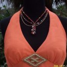 Cache $118 SILK WOOD BEAD EMBELLISHED LINED HALTER Top NWT 0/2/4 XS
