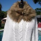 Cache $148 KNIT PONCHO SWEATER NWT XS/S/M STRETCH REMOVABLE Faux FUR COLLAR Cache $148 KNIT PONCHO SWEATER NWT XS/S/M STRETCH REMOVABLE Faux FUR COLLAR