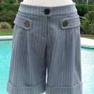 Cache $88 PIN STRIPE DRESS CITY SHORT+ SELF-BELT Pant NWT 0/2/4 XS STRETCH CUFF
