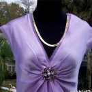 Cache $118 SILK + RHINESTONE PEARL BROACH Top NWT S/M RUCHED PLUNGING V Cache $118 SILK + RHINESTONE PEARL BROACH Top NWT S/M RUCHED PLUNGING V
