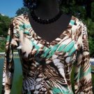 Cache $108 ANIMAL EMBELLISHED DOUBLE V NECK Top NWT S STRETCH 3/4 SLEEVE Cache $108 ANIMAL EMBELLISHED DOUBLE V NECK Top NWT S STRETCH 3/4 SLEEVE