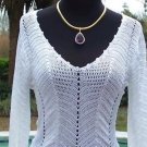 Cache $118 PEEK-A-BOO CROCHET KNIT V-NECK Top NWT S/M/L BANDED BOTTOM STRETCH