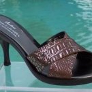 Donald Pliner $235 COUTURE METALLIC GATOR Shoe NIB EXPRESSO PEWTR SLIDE SIGNATUR