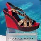 Donald Pliner $350 COUTURE GATOR LEATHER WEDGE Shoe METALLIC HAIR CALF NIB